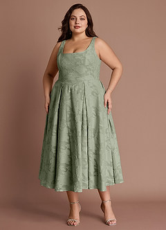 Amalie Pistachio A-line Midi Dress image3