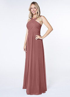 Azazie Kaleigh Bridesmaid Dresses Desert Rose A-Line Pleated Chiffon Dress image3