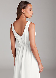 Azazie Tanicia Brautjungfernkleider A-Linie Plissee Chiffon Kleid Weiß image6
