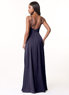 Azazie Brielle Bridesmaid Dresses Stormy A-Line Cowl Spaghetti Straps Stretch Satin Dress image2