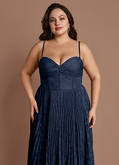 Annie Navy Pleated Midi Dress image10