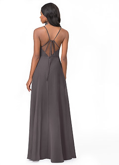 Azazie Everleigh Bridesmaid Dresses Steel Grey A-Line Sweetheart Pleated Chiffon Dress image2