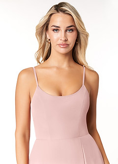 Azazie Moira Brautjungfernkleider Eine Linie Schaufel Chiffon Kleid Puderrosa image6