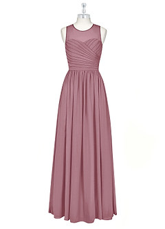 Azazie Nina Bridesmaid Dresses Vintage Mauve A-Line Pleated Chiffon Dress image6