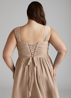 Azazie Angie Bridesmaid Dresses Taupe A-Line Corset Chiffon Dress image15