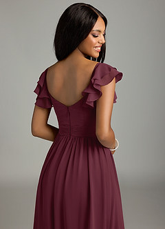 Azazie Anaya Bridesmaid Dresses Cabernet A-Line Pleated Chiffon Dress image2