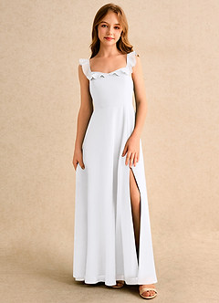 Azazie Chip Girls Formal vestidos de niña de las flores Vestido de Blanco de Gasa de Corte en A con Sin mangas image1