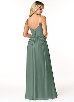 Azazie Rayna Bridesmaid Dresses Eucalyptus A-Line V-Neck Pleated Chiffon Dress image2