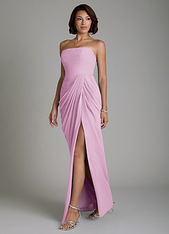 Azazie Nyra Robes de demoiselle d'honneur Robe Fourreau en Mousseline de soie Corset Rose Bonbon image6