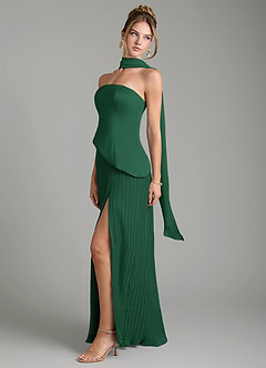 Azazie Tierney Vestidos de damas de honor Vestido Verde Oscuro de Gasa de Línea A Convertible con Palabra de honor image8