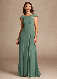 Azazie Ewa Mère de la mariée Robes Robe Trapèze en Maille Épaule décolletée Eucalyptus image5