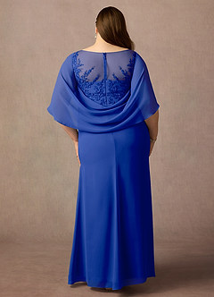 Azazie Hera Mother of the Bride Dresses Royal Blue A-Line Lace Capelet Chiffon Dress image7