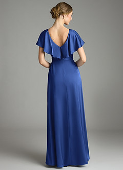 Azazie Lainey Bridesmaid Dresses Royal Blue A-Line with Pockets Stretch Satin Dress image7