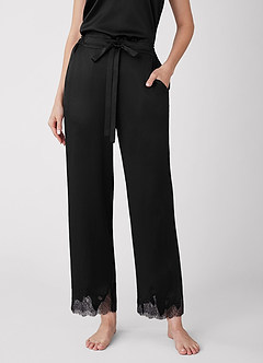 front Ensemble pyjama en satin lumineux à manches courtes et pantalon long