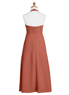 Azazie Tessie Junior A-Linie Plissee Chiffon Kleid Lehm image7