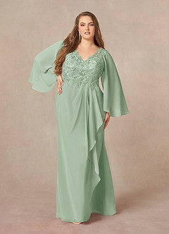Azazie Perry Vestidos para mãe da noiva Vestir Agave de Chiffon de sereia com Renda image7