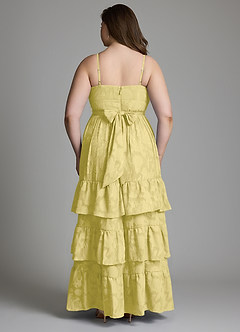 Azazie Nathalia Bridesmaid Dresses Canary A-Line Bow Floral Burnout Dress image13