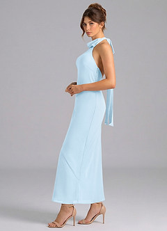 Azazie Velli 신부 들러리 드레스 인어 하이넥 쉬폰 발목 길이 드레스 image4