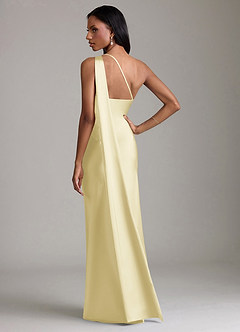 Azazie Galinda Brudtärnklänningar Klä av Sjöjungfru i Stretch Satin Ena axeln Citronsorbet image6