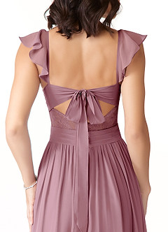 Azazie Lissa Bridesmaid Dresses Vintage Mauve A-Line Lace Chiffon Dress image3