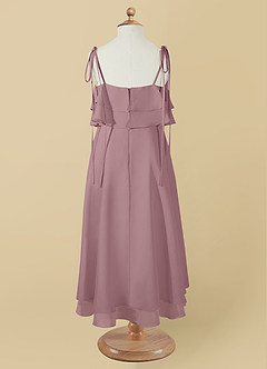 Azazie Temi Flower Girl Dresses Dusty Rose A-Line Spaghetti Strap Chiffon Dress image13