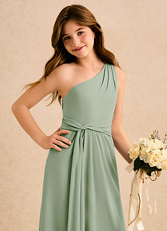 Azazie Tilda Girls Formal Flower Girl Klänningar Klä Tubklänning i Chiffong Ena axeln image5