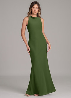 Azazie Allettie Final Sale Olive Mermaid Chiffon Dress image6