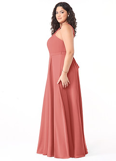 Azazie Dixie Brautjungfernkleider Eine Linie Halter Gefaltet Chiffon Kleid Antike Rose image8