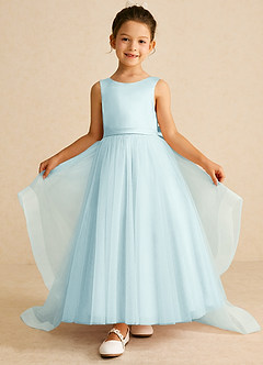 Azazie Pumpkin Flower Girl Dresses Sea Glass A-Line Convertible Tulle Dress image2