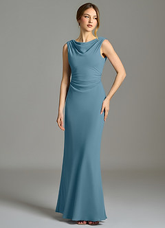 Azazie Kieryn Jurken voor bruidsmeisjes Jurk van Chiffon met Zeemeermin Geplooid Bermuda image1