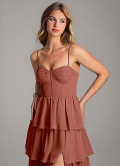 Azazie Alanna Bridesmaid Dresses Auburn A-Line Sweetheart Neckline Chiffon Dress image2