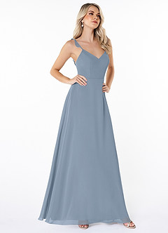 Azazie Everlee Final Sale Desert Rose A-Line Ruched Chiffon Dress image3