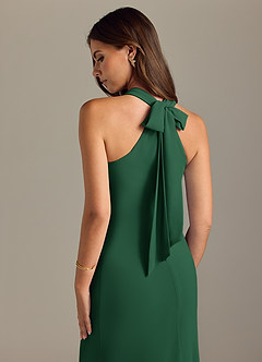 Azazie Doretta Vestidos de damas de honor Vestido de Verde Oscuro de Gasa de Corte Sirena con Plisado image2