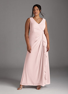 Azazie Manuella Mother of the Bride Dresses Blushing Pink A-Line V-Neck Pleated Chiffon Dress image4
