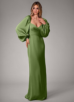 Azazie Sonata Bridesmaid Dresses Juniper Sheath Long Sleeve Stretch Satin Convertible Dress image4
