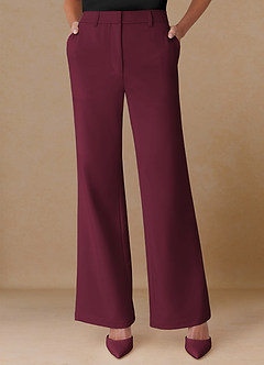 Marina Borgoña Pantalones rectos de tejido refinado