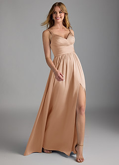Azazie Chanel Bridesmaid Dresses English Rose A-Line Pleated Stretch Satin Dress image6