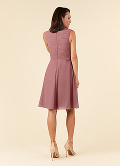 Azazie Theron Mother of the Bride Dresses Desert Rose A-Line V-Neck Pleated Chiffon Dress image2