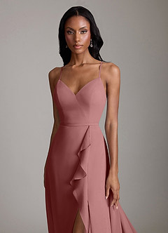 Azazie Naeem Bridesmaid Dresses Desert Rose A-Line V-Neck Ruffle Chiffon Dress image6