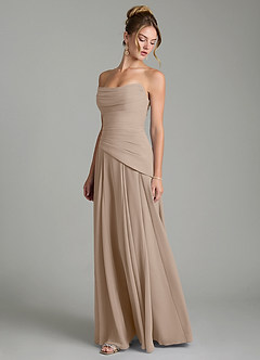Azazie Gabriela Bridesmaid Dresses Taupe A-Line Corset Chiffon Dress image6