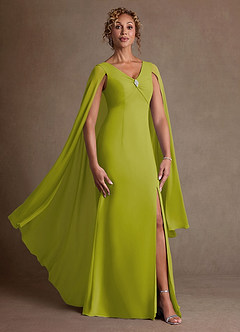 Azazie Boudica 신부의 어머니 드레스 A라인 주름진 쉬폰 플로어 길이 드레스 image1