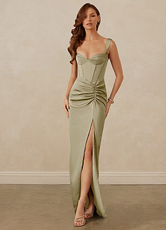 Christian Siriano Bridal for Azazie 1017 Brautjungfernkleider Etui Herzausschnitt Stretch-Satin Kleid Moosgrün image1
