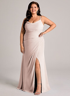 Azazie Deandra Brudtärnklänningar Klä av Sjöjungfru i Chiffong Plisserad Rosenblad image9