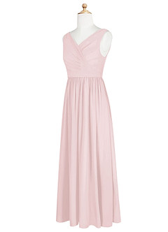 Azazie Sawyer Junior Vestido de Rosa Rubor de Gasa de Corte En A con Plisado image11