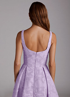 Azazie Amalie Bridesmaid Dresses Lilac A-Line Pleated Floral Burnout Dress image6