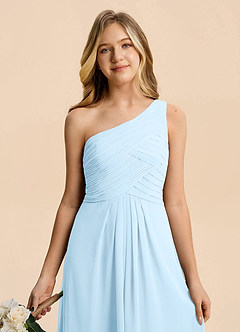 Azazie Emmie Junior Sky Blue A-Line Pleated Chiffon Dress image6
