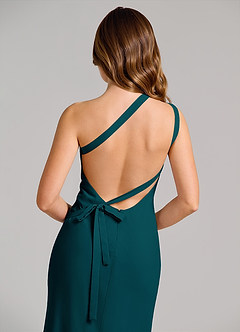 Azazie Monroe Bridesmaid Dresses Pine Sheath One Shoulder Chiffon Dress image6