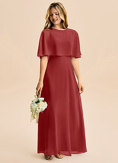 Azazie Maris Junior Abito A-Line in Chiffon Ruggine image6