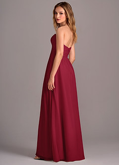 Azazie Joni Brautjungfernkleider Wandelbar A-Linie Schulterfrei Chiffon Kleid Burgunderrot image3