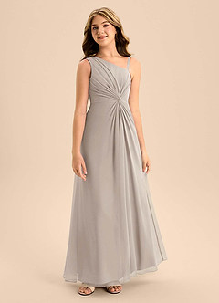 Azazie Brooke Junior Vestido de Escarcha de Gasa de Corte en A con Corte Lateral image5